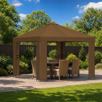 Gazebo 3 x 3 m Tortora Poliestere e Acciaio 190 gsm