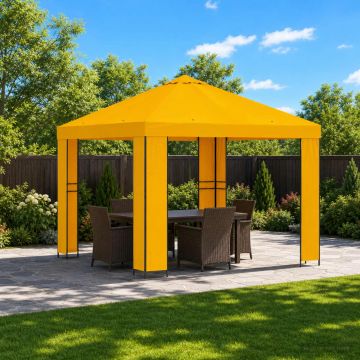 Gazebo 3 x 3 m Giallo Poliestere e Acciaio 190 gsm