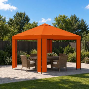 Gazebo 3 x 3 m Arancione Poliestere e Acciaio 190 gsm