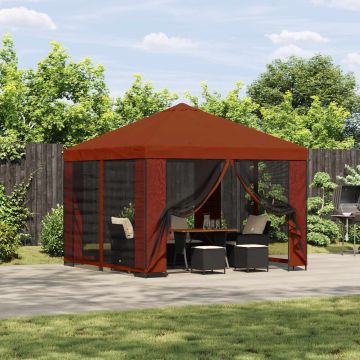 Gazebo da giardino con pareti laterali 3 x 3 m Terracotta
