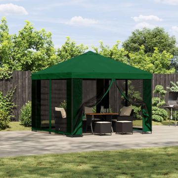 Gazebo da giardino con pareti laterali 3 x 3 m Verde