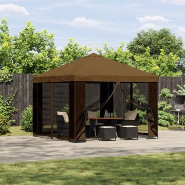 Gazebo da giardino con pareti laterali 3 x 3 m Tortora