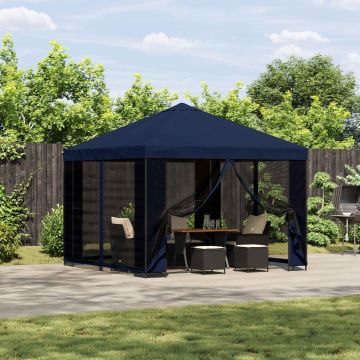 Gazebo da giardino con pareti laterali 3 x 3 m Blu