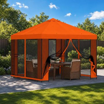 Gazebo da giardino con pareti laterali 3 x 3 m Arancione