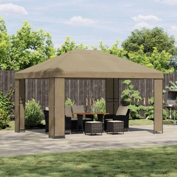 Gazebo 4 × 3 m Beige Poliestere e Acciaio 190 gsm