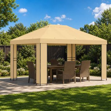 Gazebo 4 × 3 m Crema Poliestere e Acciaio 190 gsm