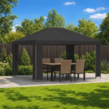 Gazebo 4 × 3 m Antracite Poliestere e Acciaio 190 gsm