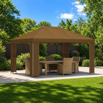 Gazebo 4 × 3 m Tortora Poliestere e Acciaio 190 gsm