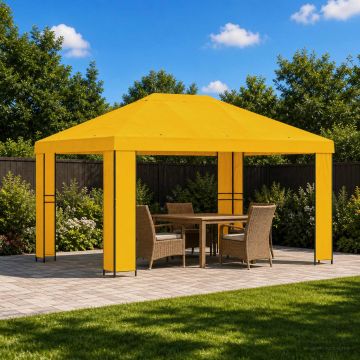 Gazebo 4 × 3 m Giallo Poliestere e Acciaio 190 gsm