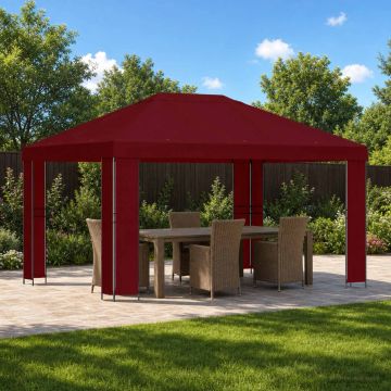 Gazebo 4 × 3 m Borgogna Poliestere e Acciaio 190 gsm