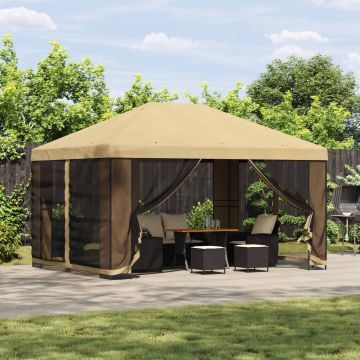 Gazebo da giardino con pareti laterali 4 × 3 m Crema