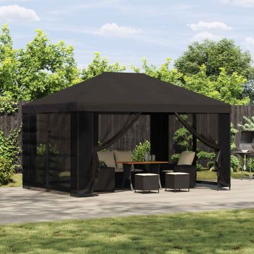 Gazebo da giardino con pareti laterali 4 × 3 m Antracite