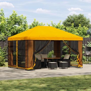 Gazebo da giardino con pareti laterali 4 × 3 m Giallo