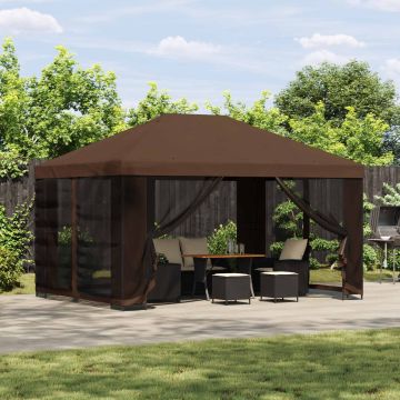 Gazebo da giardino con pareti laterali 4 × 3 m Marrone