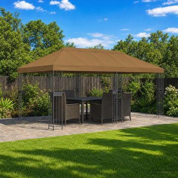 Copertura Tenda Gazebo 6 x 3 m Tortora Poliestere 190 gsm