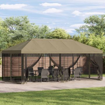 Copertura Gazebo con Pareti Laterali 6 x 3 m Beige Poliestere