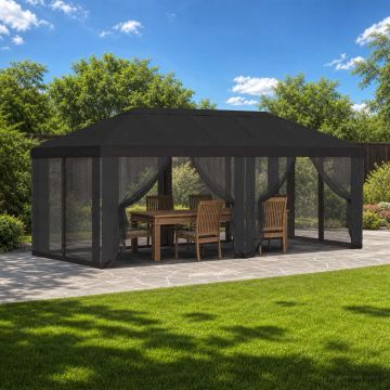 Copertura Gazebo con Pareti Laterali 6 x 3 m Antracite