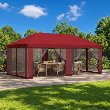 Copertura Gazebo con Pareti Laterali 6 x 3 m Borgogna