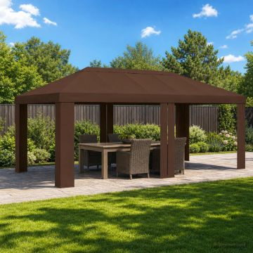 Copertura per Gazebo 6 x 3 m Marrone Poliestere 190 gsm
