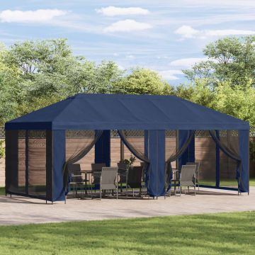 Copertura Gazebo con Pareti Laterali Blu 600,5 x 300,5 cm