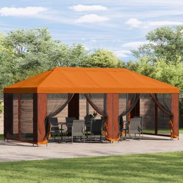 Copertura Gazebo con Pareti Laterali Arancione 600,5 x 300,5 cm