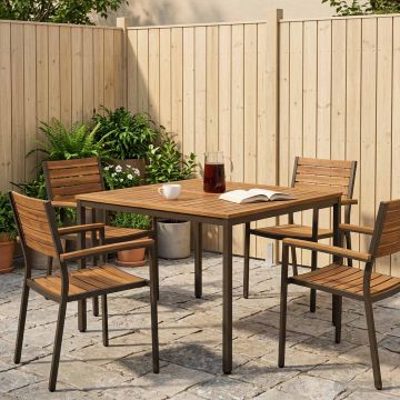 Tavolo da cena da giardino Naturale e Caffè 110 x 108,5 x 75 cm