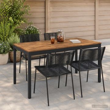 Tavolo da cena da giardino Naturale e Nero 141 x 80,5 x 75 cm