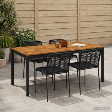 Tavolo da cena da giardino Naturale e Nero 147 x 88,5 x 75 cm