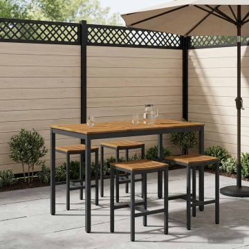 Tavolo Bar da Giardino Naturale e Nero 141 x 80,5 x 105 cm