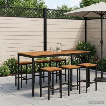 Tavolo Bar da Giardino NAARDEN Bianco decapato e nero