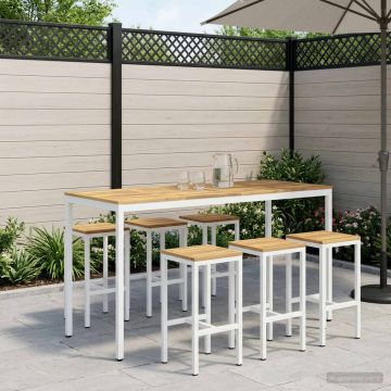 Tavolo Bar da Giardino NAARDEN Sbiancato 196 x 80,5 x 105 cm