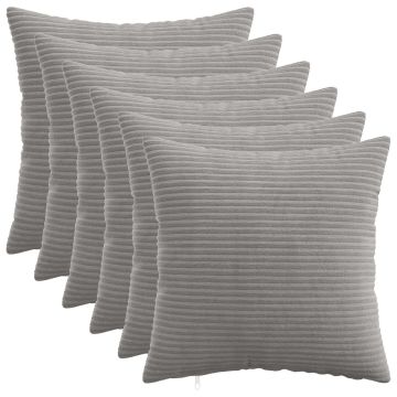 Federa 6 pcs HEERLEN Grigio Chiaro 30 x 30 cm corduroy