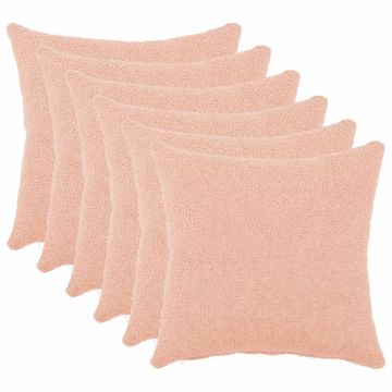 Federa 6 pcs HEERLEN Rosa 30 x 30 cm Bouclé