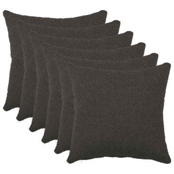 Federa 6 pcs HEERLEN Grigio Scuro 30 x 30 cm Bouclé