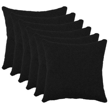 Federa 6 pcs HEERLEN Nero 30 x 30 cm Bouclé