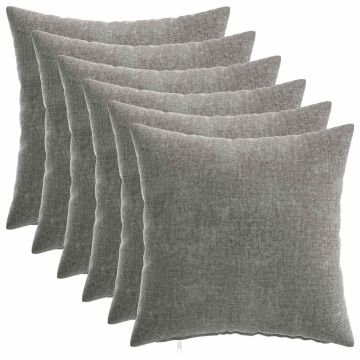 Federa 6 pz HEERLEN Grigio Scuro 30 x 30 cm Tessuto Chenille