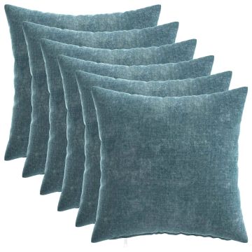 Federa 6 pz HEERLEN Blu 30 x 30 cm Tessuto Chenille