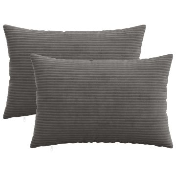 Federa 2 pcs HEERLEN Grigio Scuro 30 x 50 cm corduroy