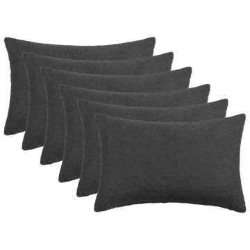 Federa 6 pcs HEERLEN Grigio Scuro 30 x 50 cm Bouclé