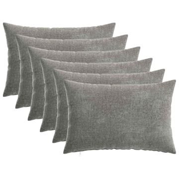 Federa 6 pz HEERLEN Grigio Scuro 30 x 50 cm Tessuto Chenille