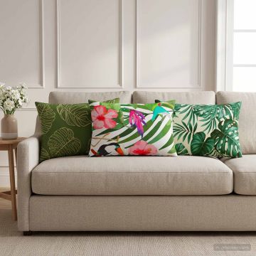 Federa 6 pcs HEERLEN Motivo a Foglie 30 x 50 cm Poliestere