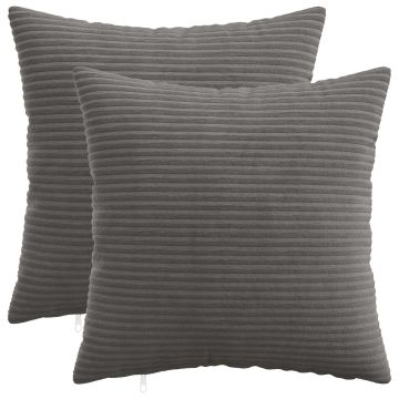 Federa 2 pcs HEERLEN Grigio Scuro 35 x 35 cm corduroy