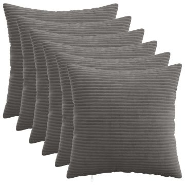 Federa 6 pcs HEERLEN Grigio Scuro 35 x 35 cm corduroy