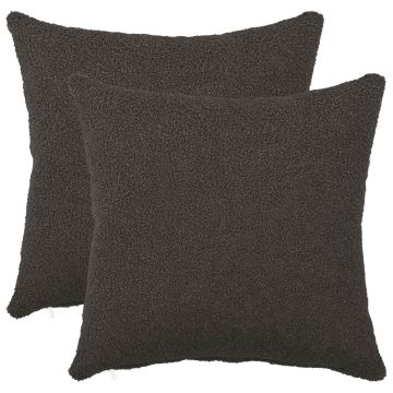 Federa 2 pcs HEERLEN Grigio Scuro 35 x 35 cm Bouclé