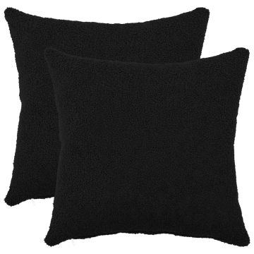 Federa 2 pcs HEERLEN Nero 35 x 35 cm Bouclé