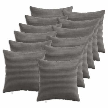 Federa 12 pcs HEERLEN Grigio Scuro 40 x 40 cm corduroy