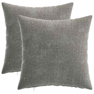 Federa 2 pz HEERLEN Grigio Scuro 40 x 40 cm Tessuto Chenille