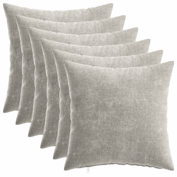 Federa 6 pz HEERLEN Grigio Chiaro 40 x 40 cm Tessuto Chenille