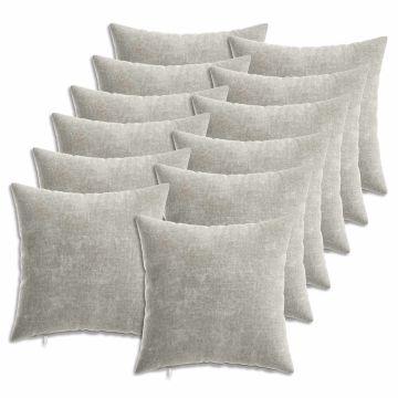 Federa 12 pz HEERLEN Grigio Chiaro 40 x 40 cm Tessuto Chenille