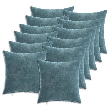 Federa 12 pz HEERLEN Blu 40 x 40 cm Tessuto Chenille